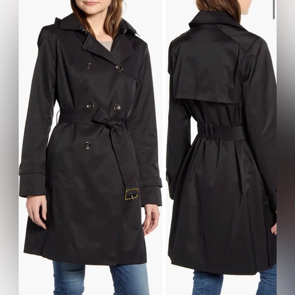 Cole Haan Jackets & Blazers - Cole Haan Black Trench Coat with Detachable Hood